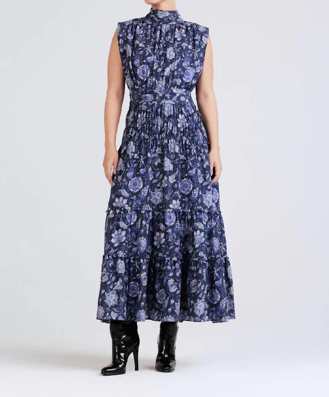 Junia Midi Dress In Navy Multi