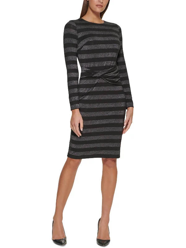 Womens Twist Front Midi Sheath Dress