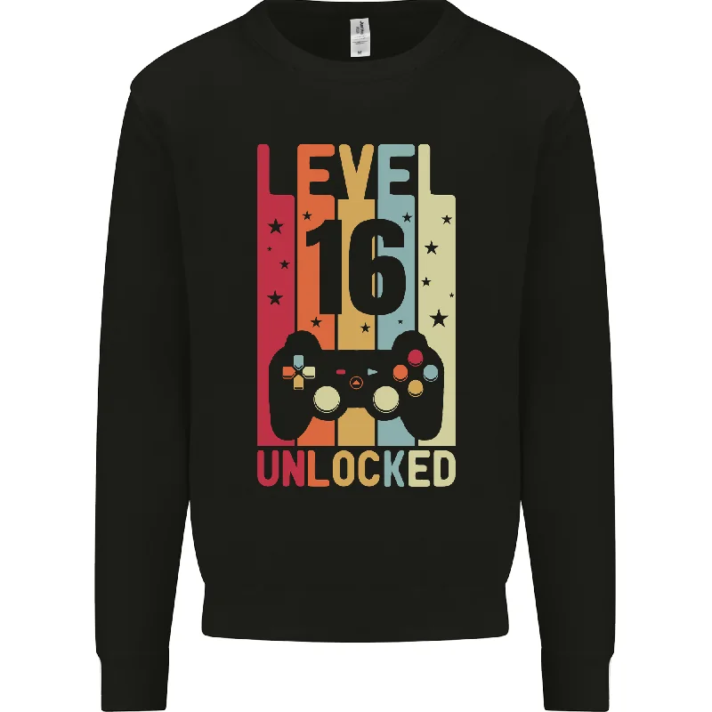 16th Birthday 16 Year Old Level Up Gaming Mens Sweatshirt Jumper