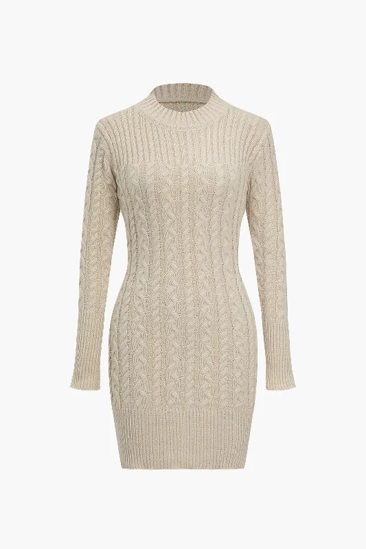 Knit Round Neck Long Sleeve Dress