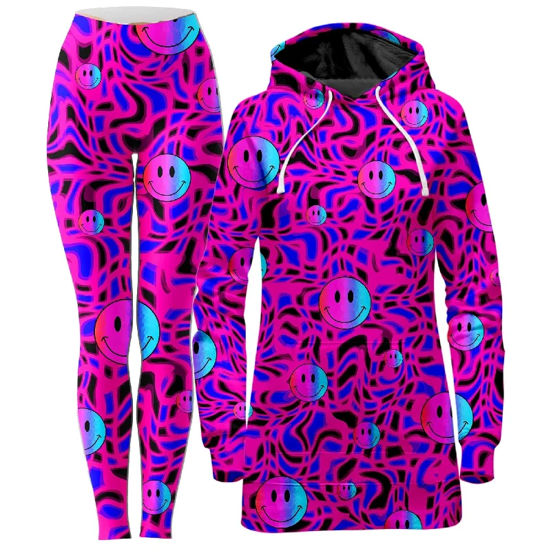 Trippy Smiles Hoodie Dress and Leggings Combo