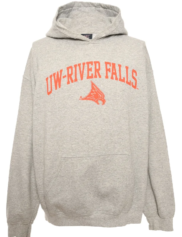 Football Grey Hooded Sports Sweatshirt - L