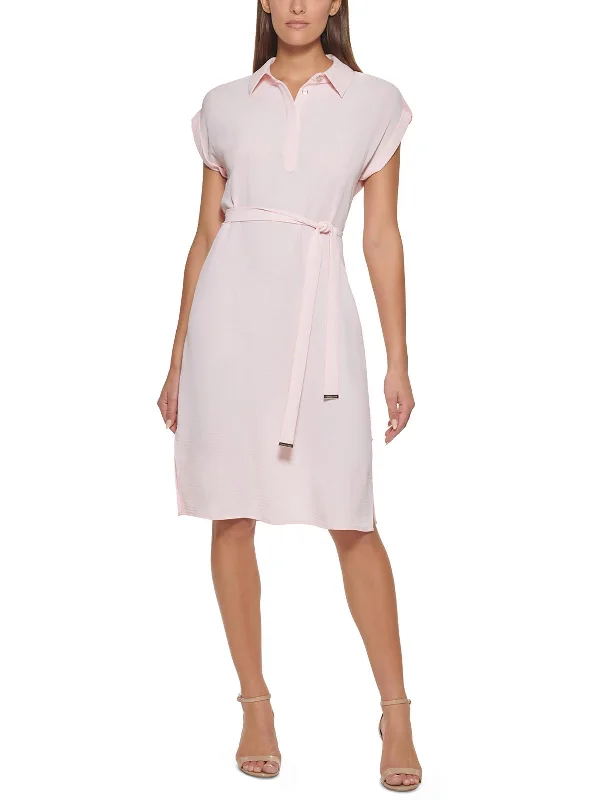 Womens Short Sleeve Collar Shirtdress