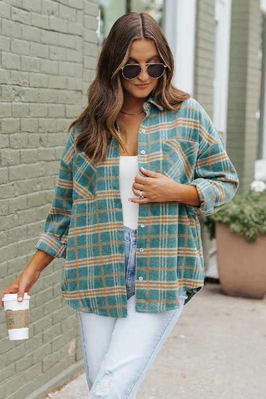 Green and Orange Plaid Shacket-FINAL SALE