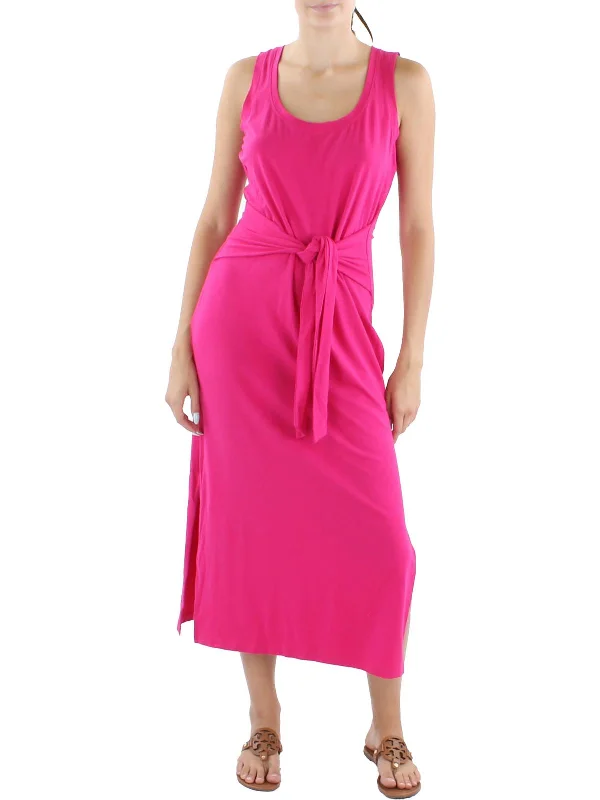 Womens Tie-Front Long Maxi Dress