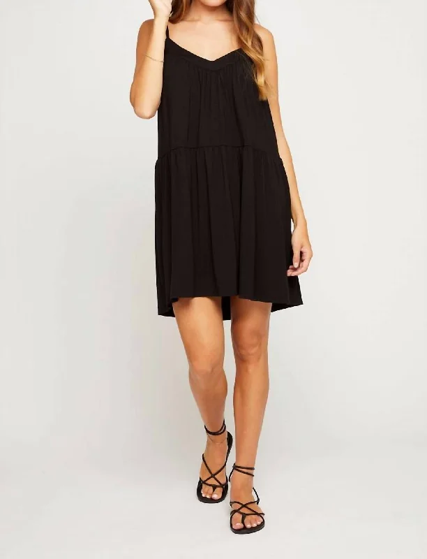 Tiered Tank Dress In Black