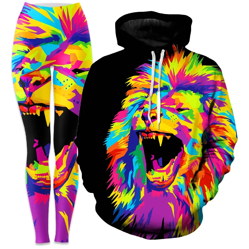 Psychedelic Lion Hoodie and Leggings Combo