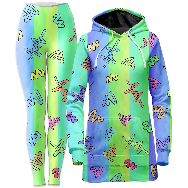 Trippy Doodles Hoodie Dress and Leggings Combo