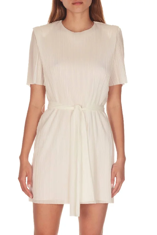 Roxbury Pleated Dress In White