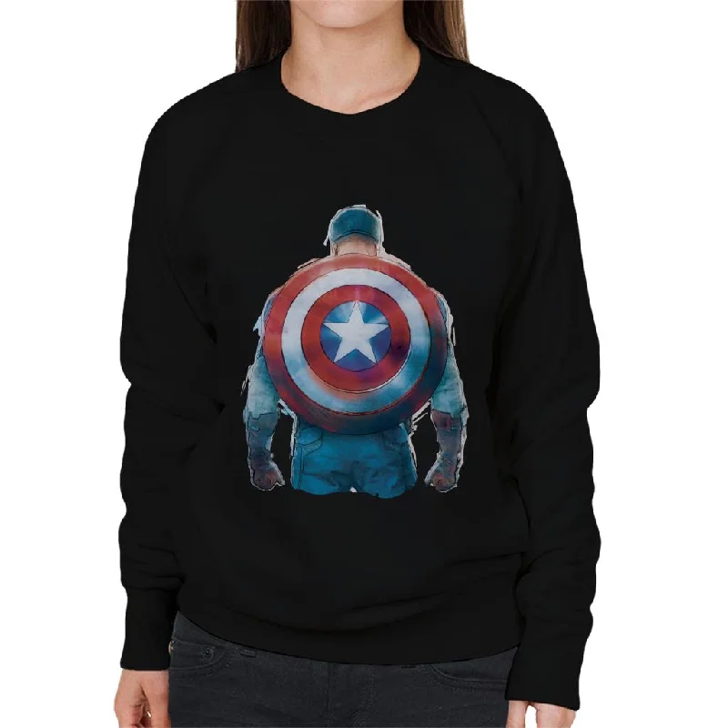 Marvel Captain America Sketch Style Shield Back Women's Sweatshirt