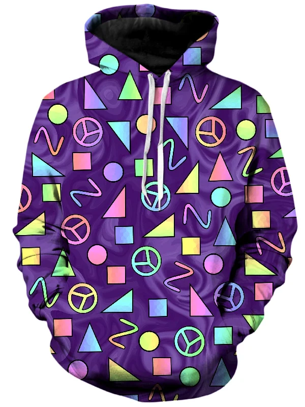 Retro Shapes Peace Symbols Purple Unisex Hoodie