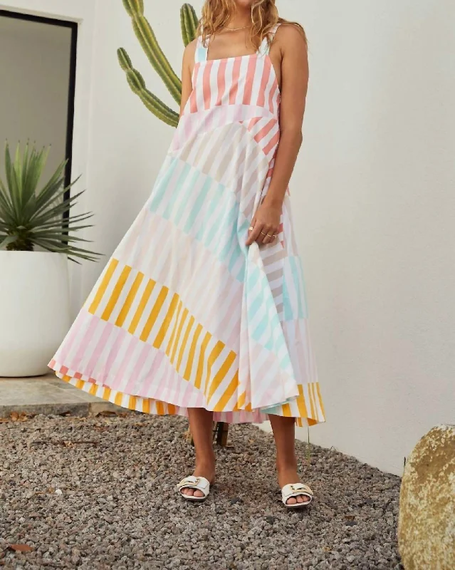 Susie Dress In Multi Stripe