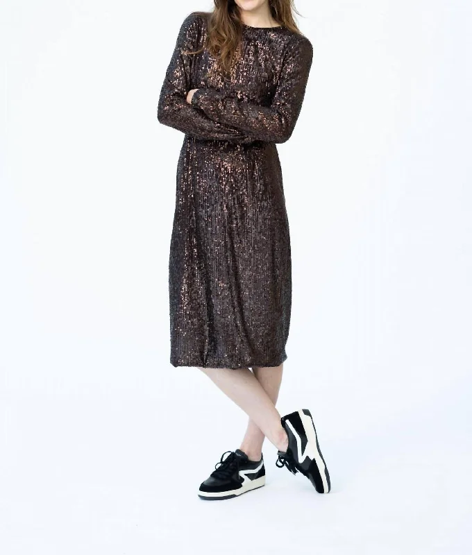 Harlow Sequin Dress In Brown