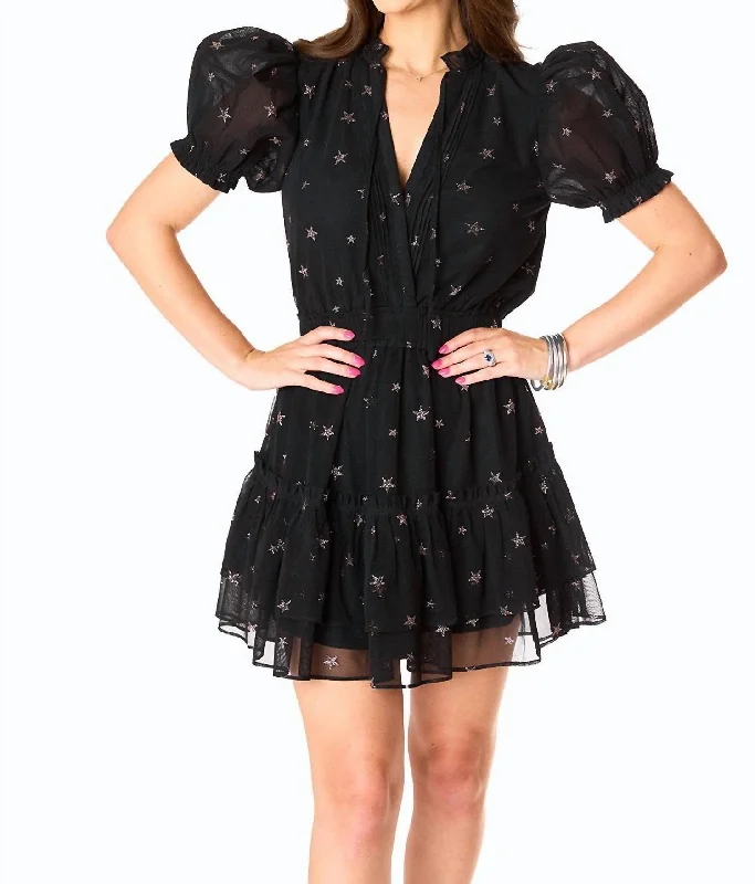 Clementine Comet Mini Dress In Black