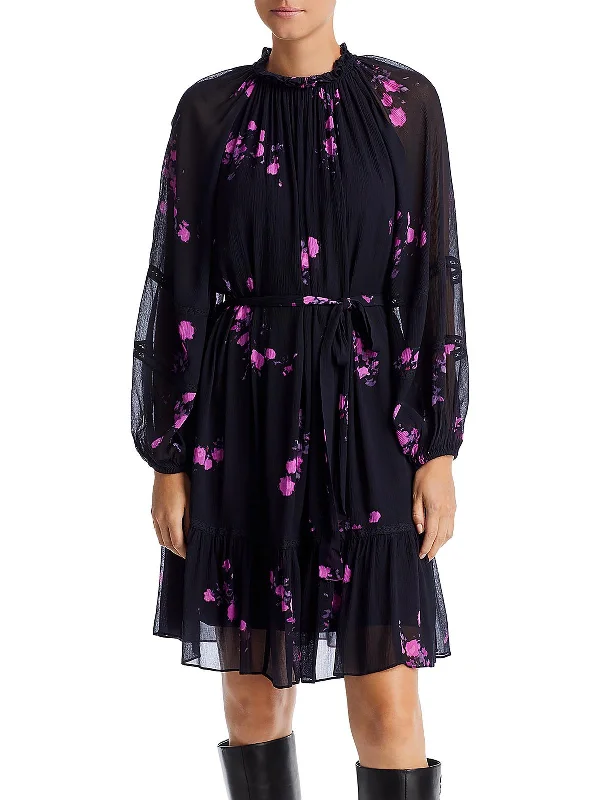 Louisa Womens Chiffon Floral Shift Dress