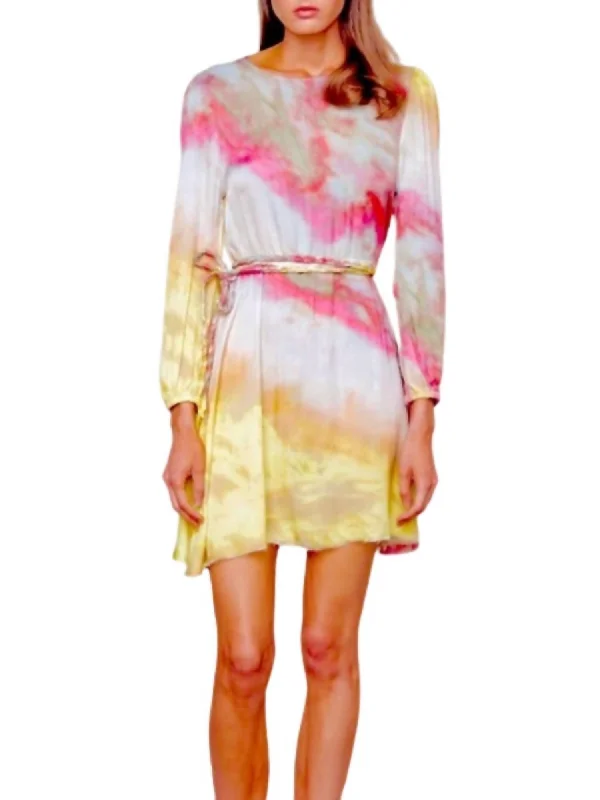 Gilmour Dress In Pink Citron Tie Dye