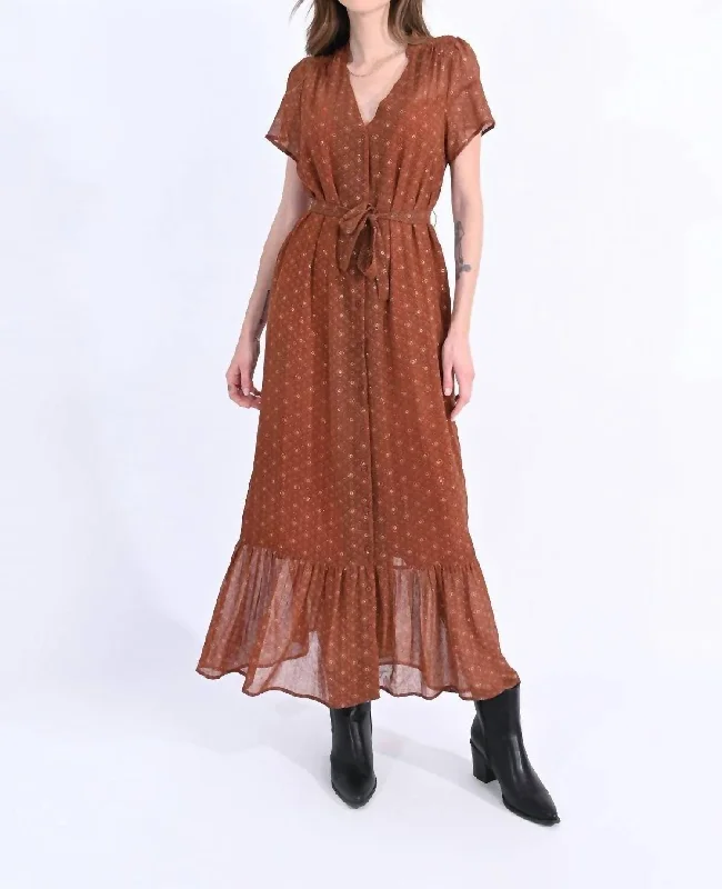 Golden Hour Dress In Rust Clarisse