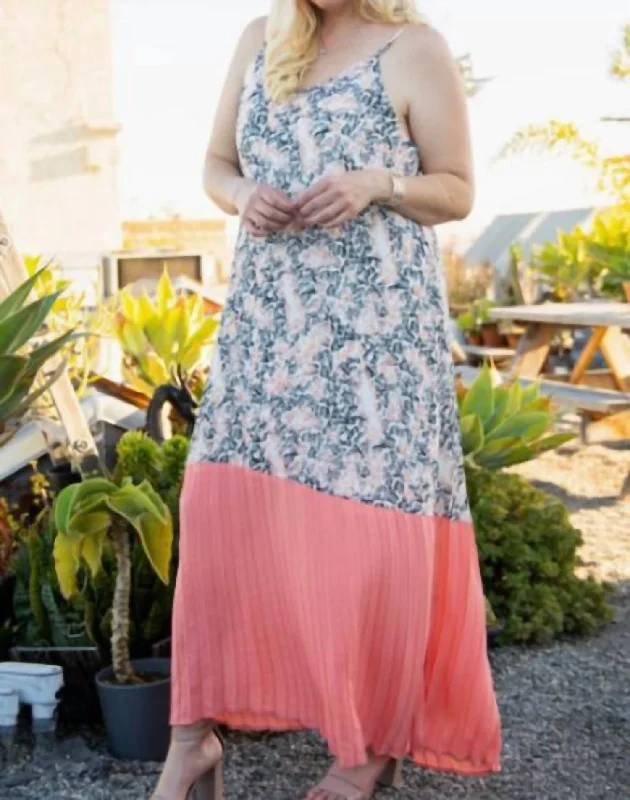 Leopard Maxi Dress - Plus In Coral/grey