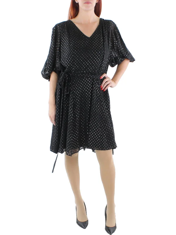 Plus Womens Textured Mini Fit & Flare Dress