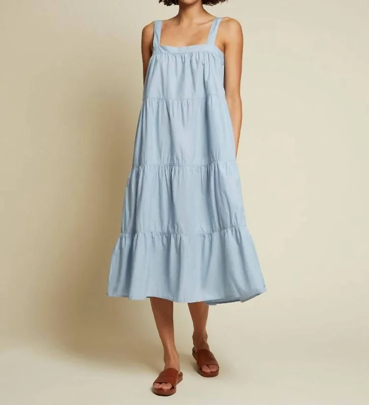 Amelia Tiered Tie Dress In Glass Slipper