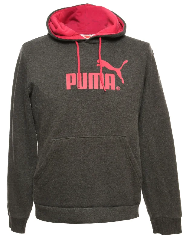 Grey Puma Printed Hoodie - M