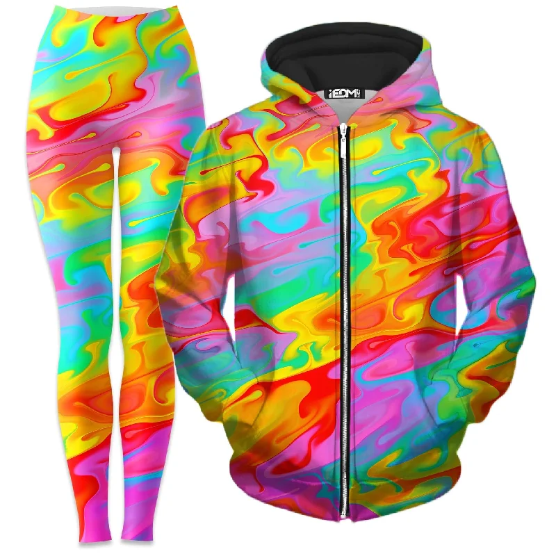 Summer Solstice Zip-Up Hoodie and Leggings Combo