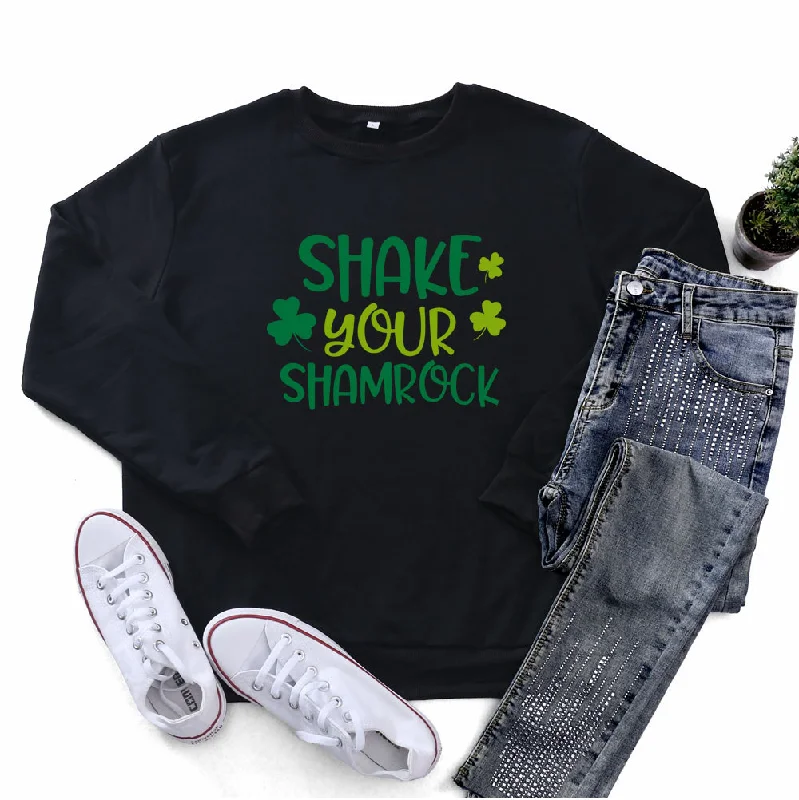 St.Patrick'S Day Fashion Women'S Long Sleeve Letter Print Round Neck Sweatshirt