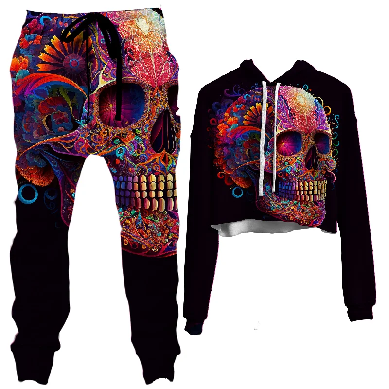 DOTD Skull Crop Hoodie and Joggers Combo