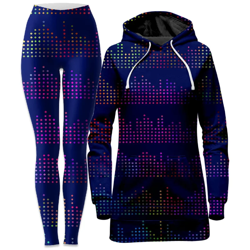 Techno Equalizer Bars Hoodie Dress and Leggings Combo