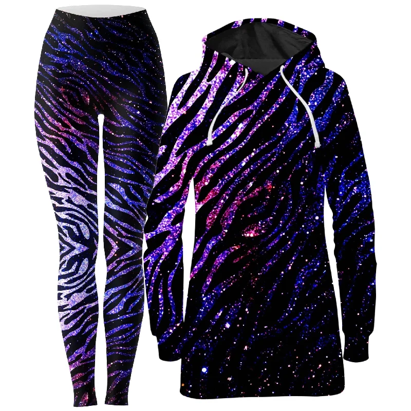 Zebra of the Night Hoodie Dress and Leggings Combo