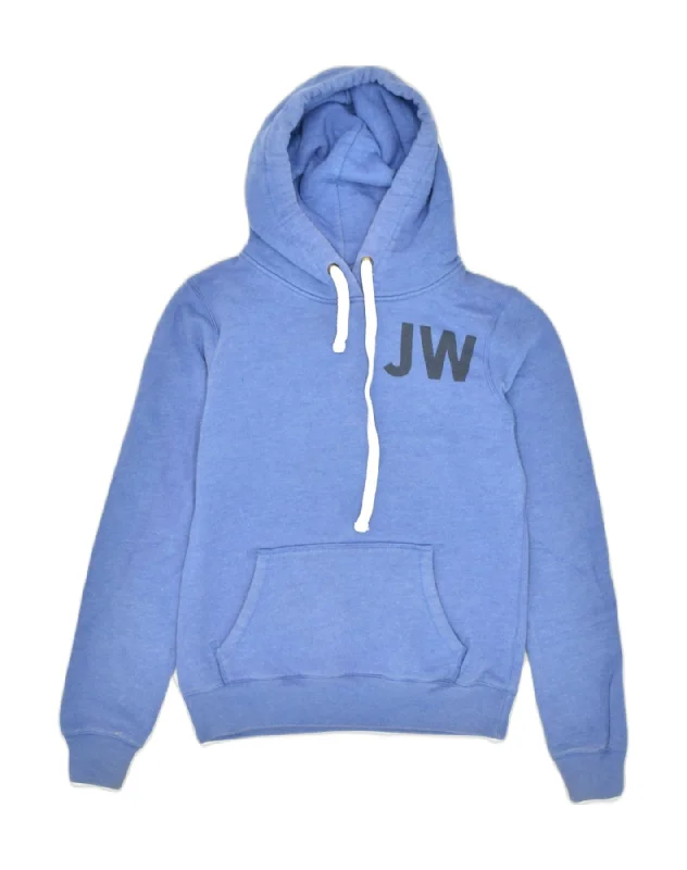 JACK WILLS Womens Graphic Hoodie Jumper UK 8 Small  Blue Cotton