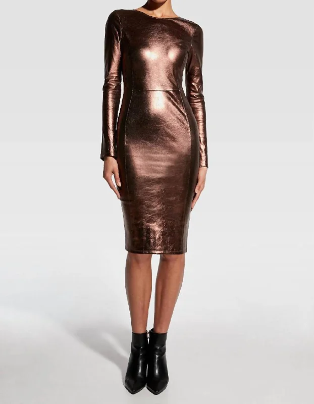 Mrs. Smith Leather Dress In Bronze