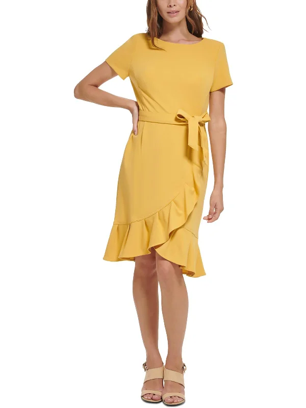 Womens Crepe Midi Wear to Work Dress