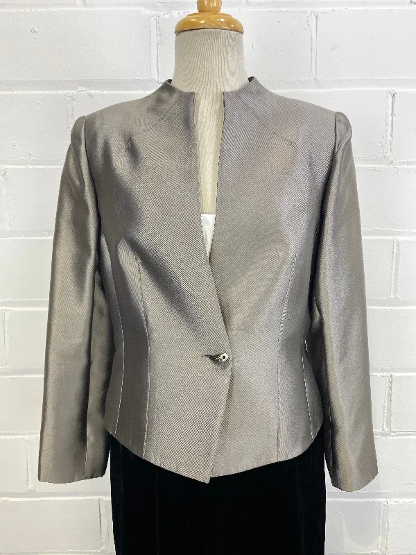 Vintage 1990s Sunny Choi Grey Silk Blazer, S-M