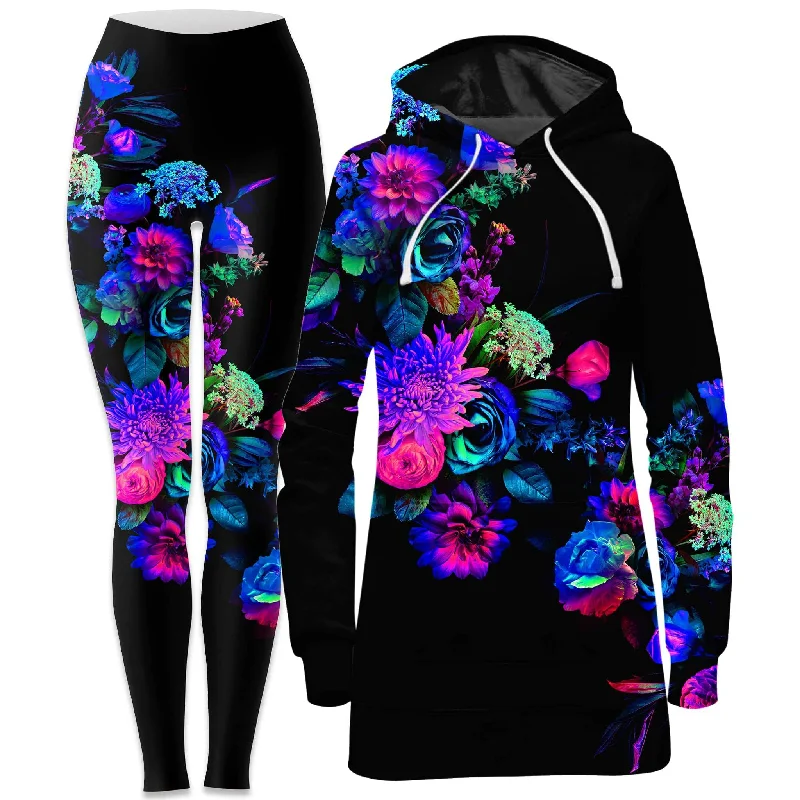 Darkest Bloom Hoodie Dress and Leggings Combo