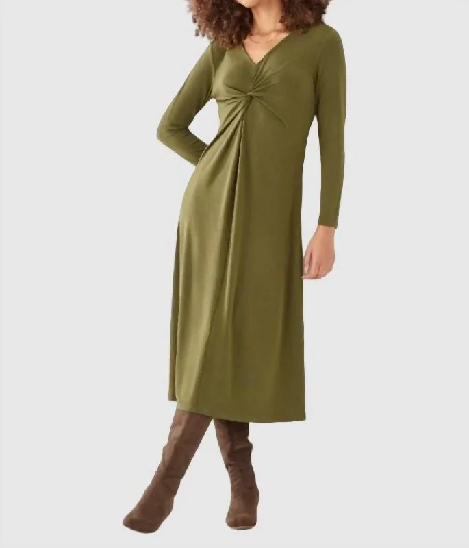 Nash Twist Dress In Olive