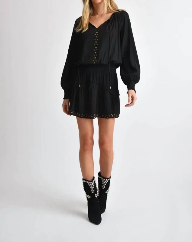 Akio Studded Dress In Black