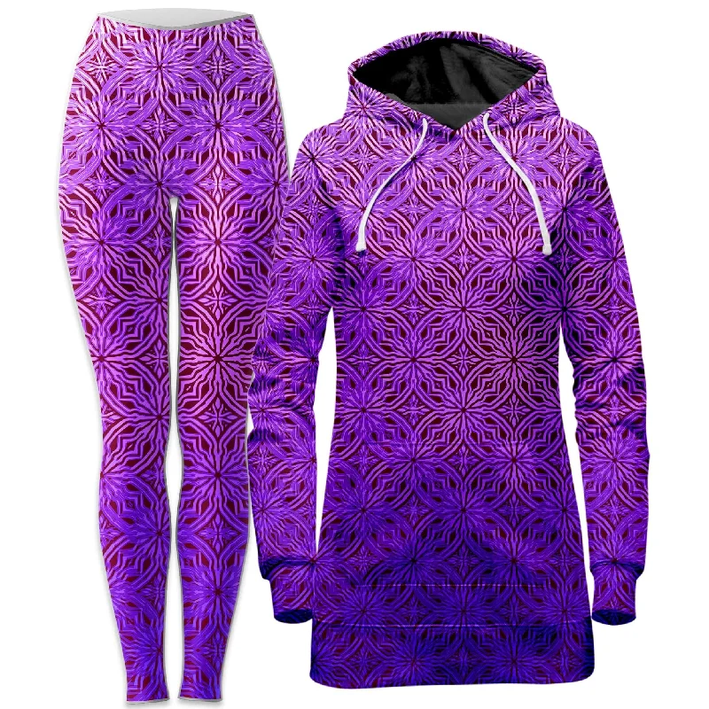 Psy Mosik Magenta Hoodie Dress and Leggings Combo