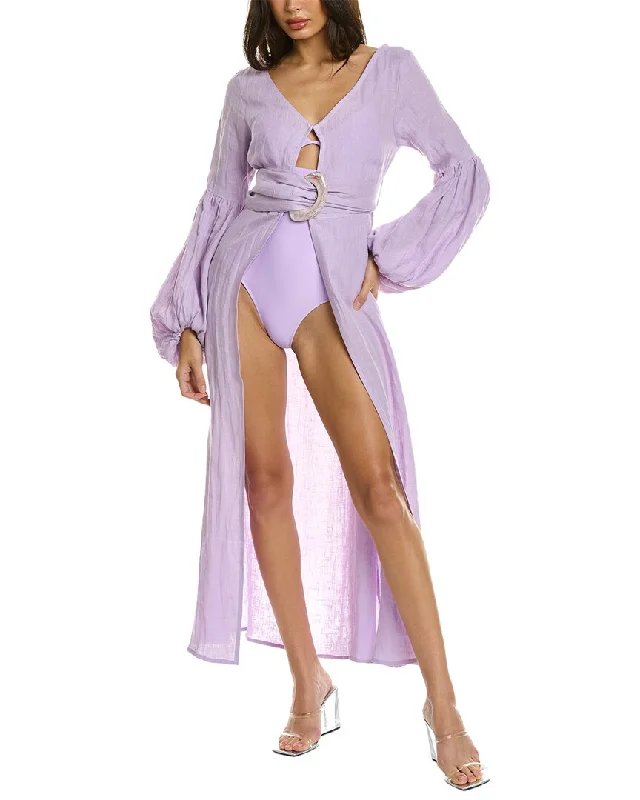 SHANI SHEMER Jaclyn Linen Robe Maxi Dress