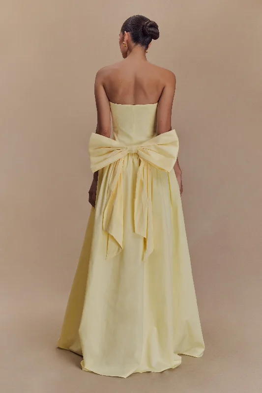 Frances Strapless Bow Maxi Dress - Lemon