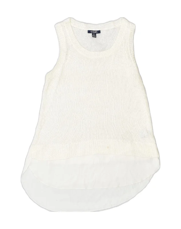 CHAPS Womens Vest Tank Top UK 10 Small Off White Acrylic