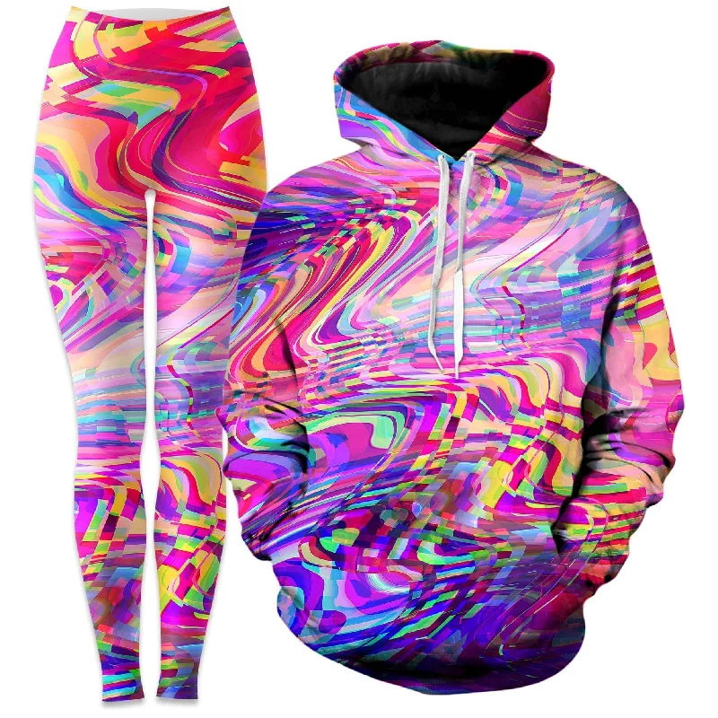 Glitch Waves Hoodie and Leggings Combo