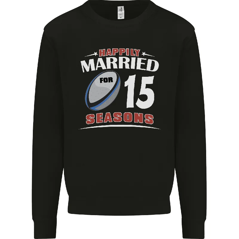 15 Year Wedding Anniversary 15th Rugby Mens Sweatshirt Jumper