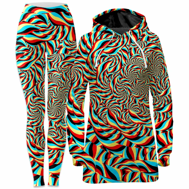 Trippy Swirl Hoodie Dress and Leggings Combo