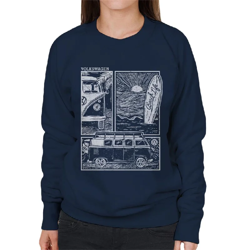 Volkswagen Camper Beach Life Doodle Women's Sweatshirt