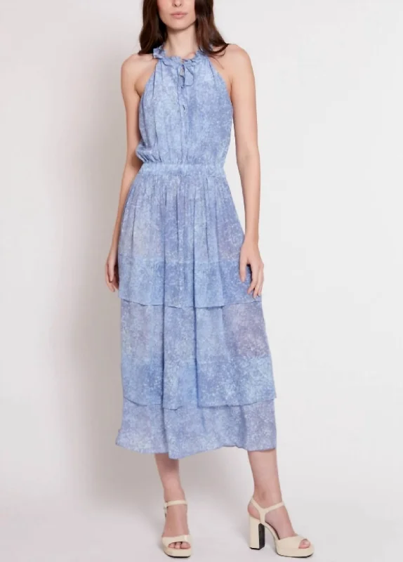 Lindsey Dress In Blue Spray Paint