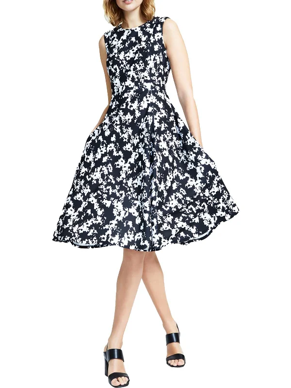 Womens A-Line Printed Midi Dress