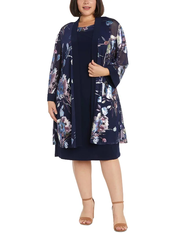 Plus Womens 2PC Jacket Midi Dress