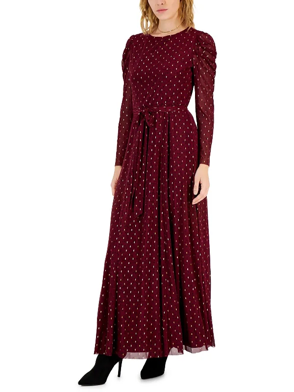 Womens Mesh Foil Dot Maxi Dress