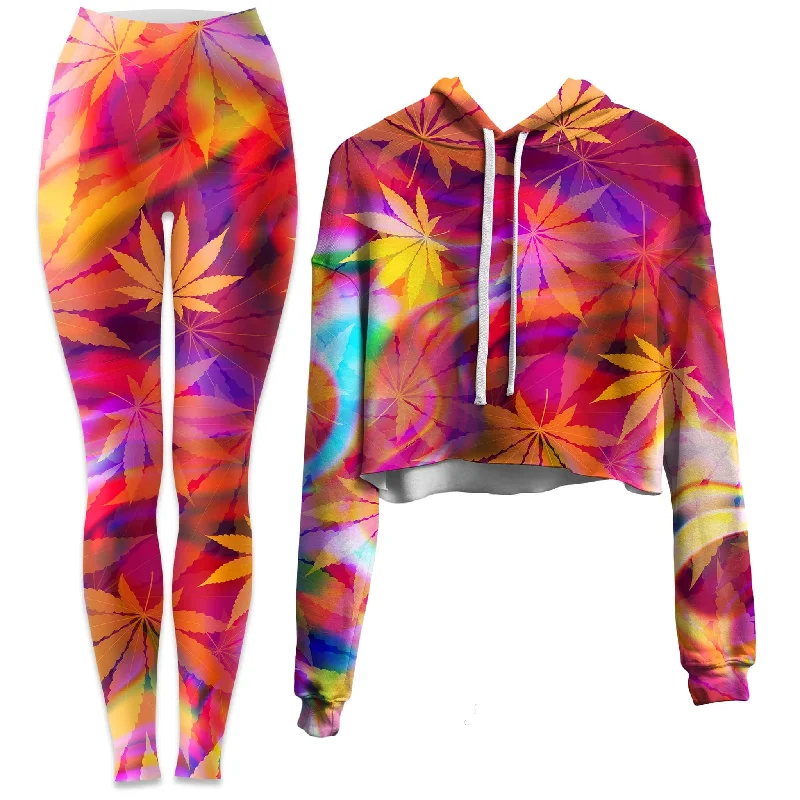 Ganja Dreamin Crop Hoodie and Leggings Combo